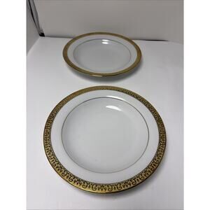 Set Of 2 Royal Gallery Gold Buffet Salad Soup Bowls 1991 Sirlanka Vtg